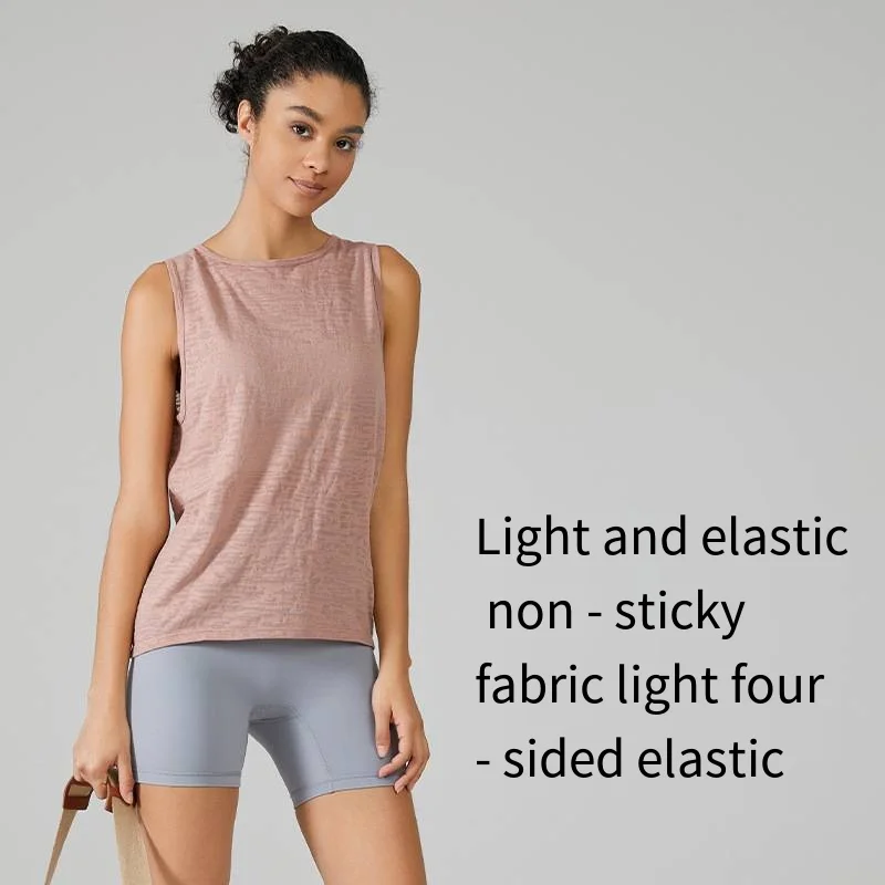 Summer Women Sport Vest Thin Loose Yoga Shirt Breathable Running Sleeveless T-shirt Forked Gym Workout Fitness Top Blouse Female