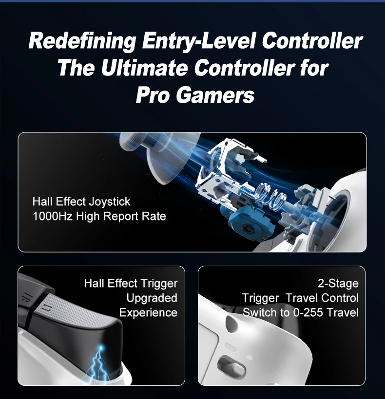 PXN P5 Wireless 2.4G Bluetooth Gaming Controller Hall Effect Joystick Gamepad for Nintendo Switch/PC/iOS/Android /Steam