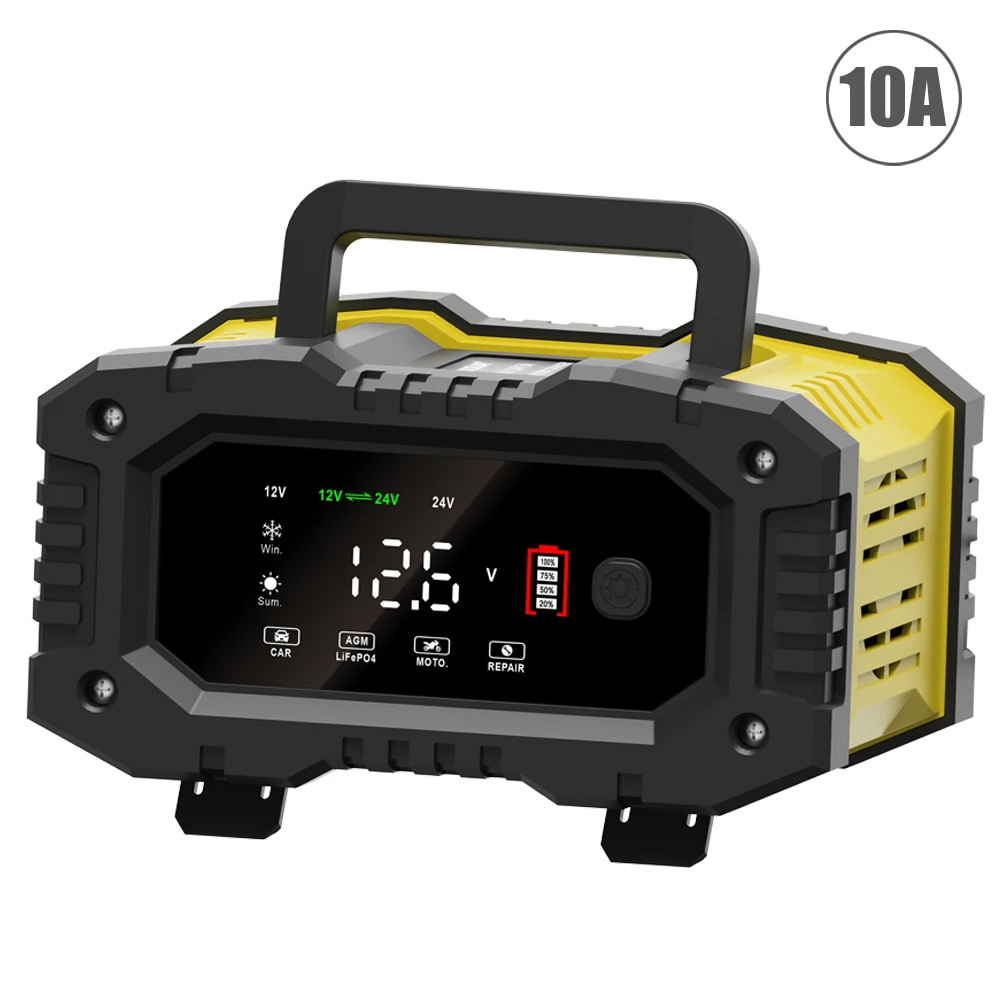 Устройство для зарядки аккумуляторов FOXSUR 12 В 24 10 А с ЖК-дисплеем
