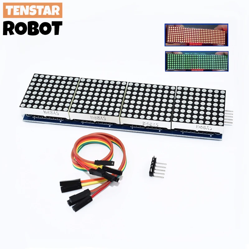 Матричный микроконтроллер MAX7219 4 в одном дисплее с линией 5P 4 в 1 красный/зеленый