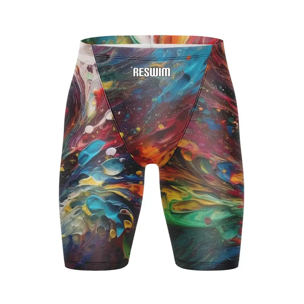 Summer Men's Swim Jammer Athletic Practice Knee-Length Swimsuit Short Swimming Trunks Beach Tights Shorts Surfing Diving Pants