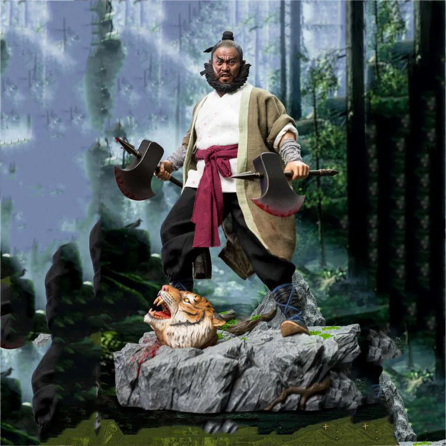 

In Stock T-04 1/6 Scale The Water Margin Black Whirlwind Li Kui 12'' Full Set Action Figure Model Doll Toys with Tiger Head