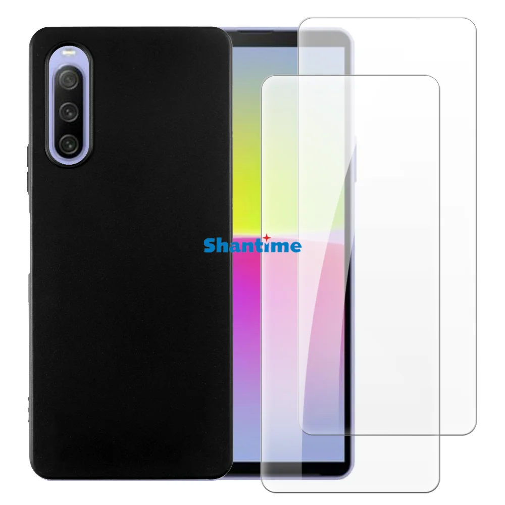 Мягкий чехол + 2 комплекта защитных пленки из закаленного стекла для Sony Xperia 10 V IIII В