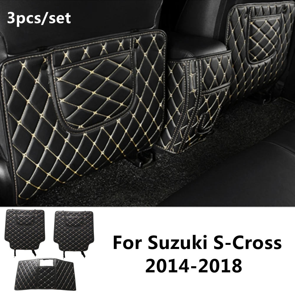 

SJ PU leather Car Rear Seat Anti-Kick Pad Back Seats Cover Armrest Anti-dirty Protection Mat For Suzuki S-Cross 2014-15-16-2018