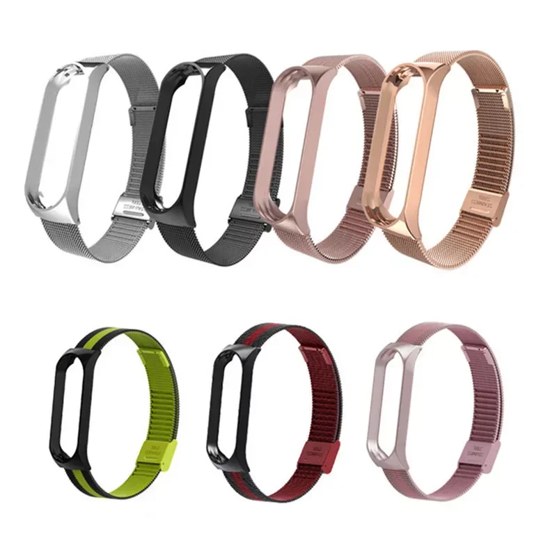 

for Xiaomi 3 4 5 Screwless Mi Band 4 3 bracelet Mi Band Wrist band smart Band5 4 strap Mi band 5 4 3 Metal Strap Bracelet