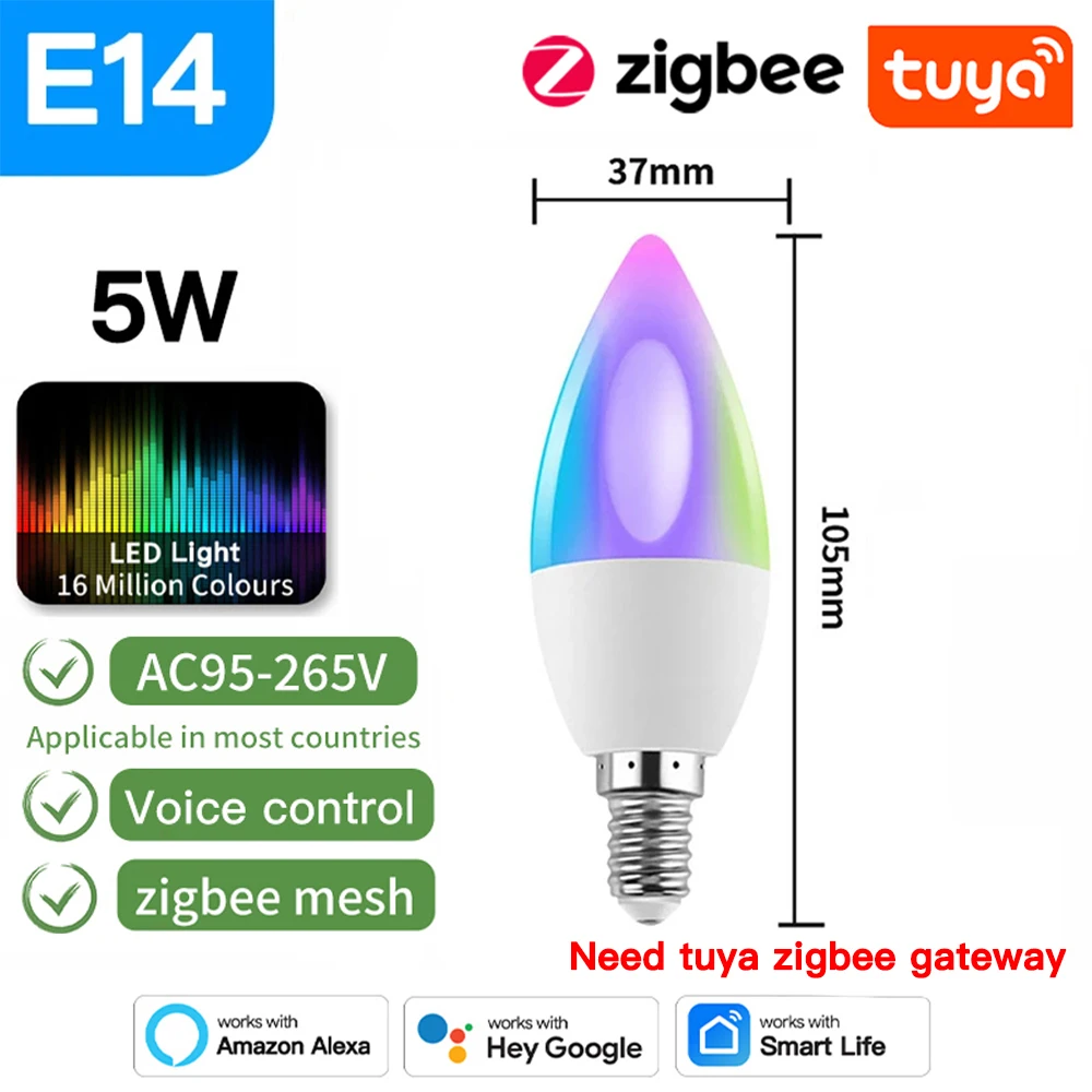 

TNCE Tuya Zigbee RGB Светодиодная лампа