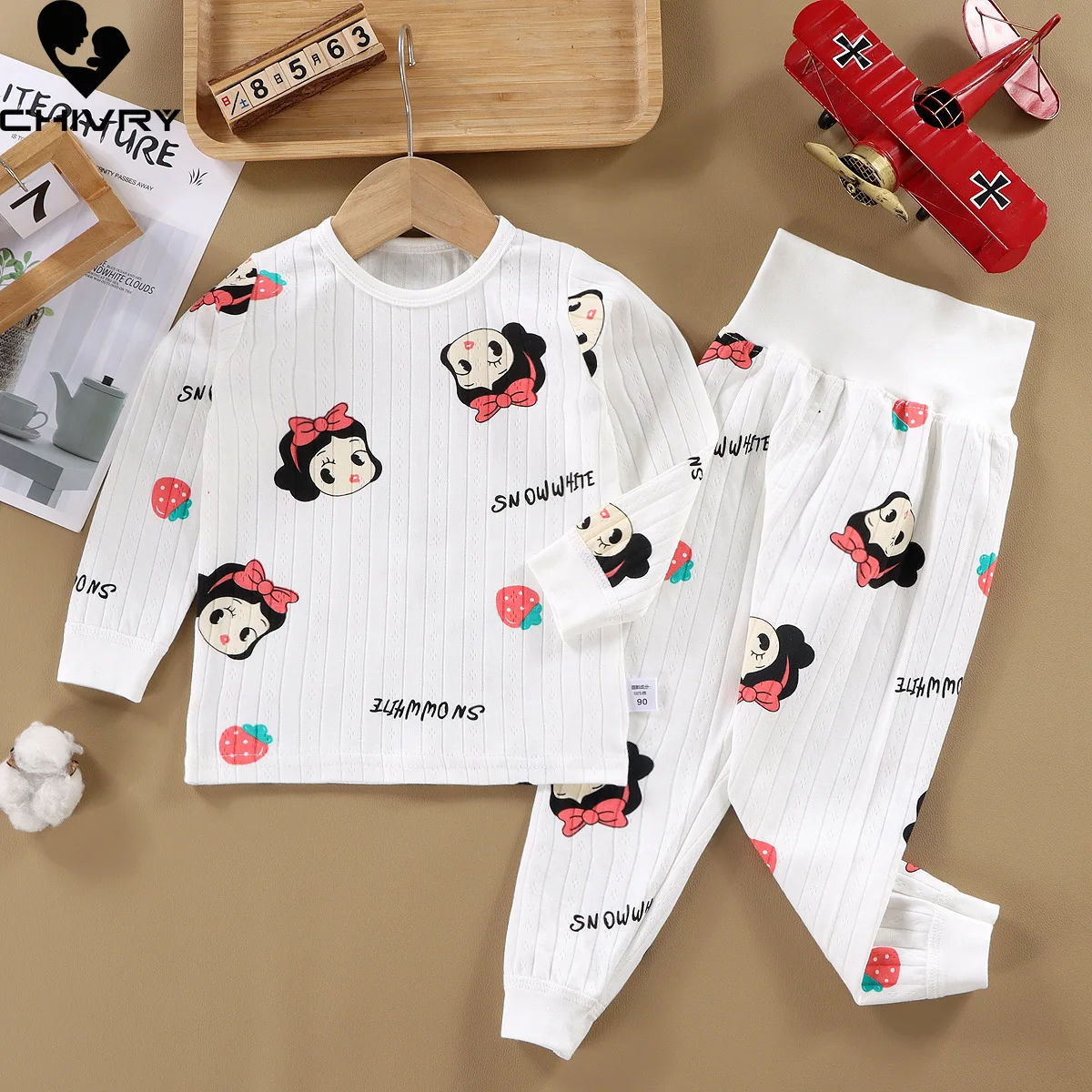 

New Kids Boys Girls High Waist Pajamas Cute Cartoon Long Sleeve O-Neck T-Shirt Tops with Pants Toddler Baby Autumn Sleepwear