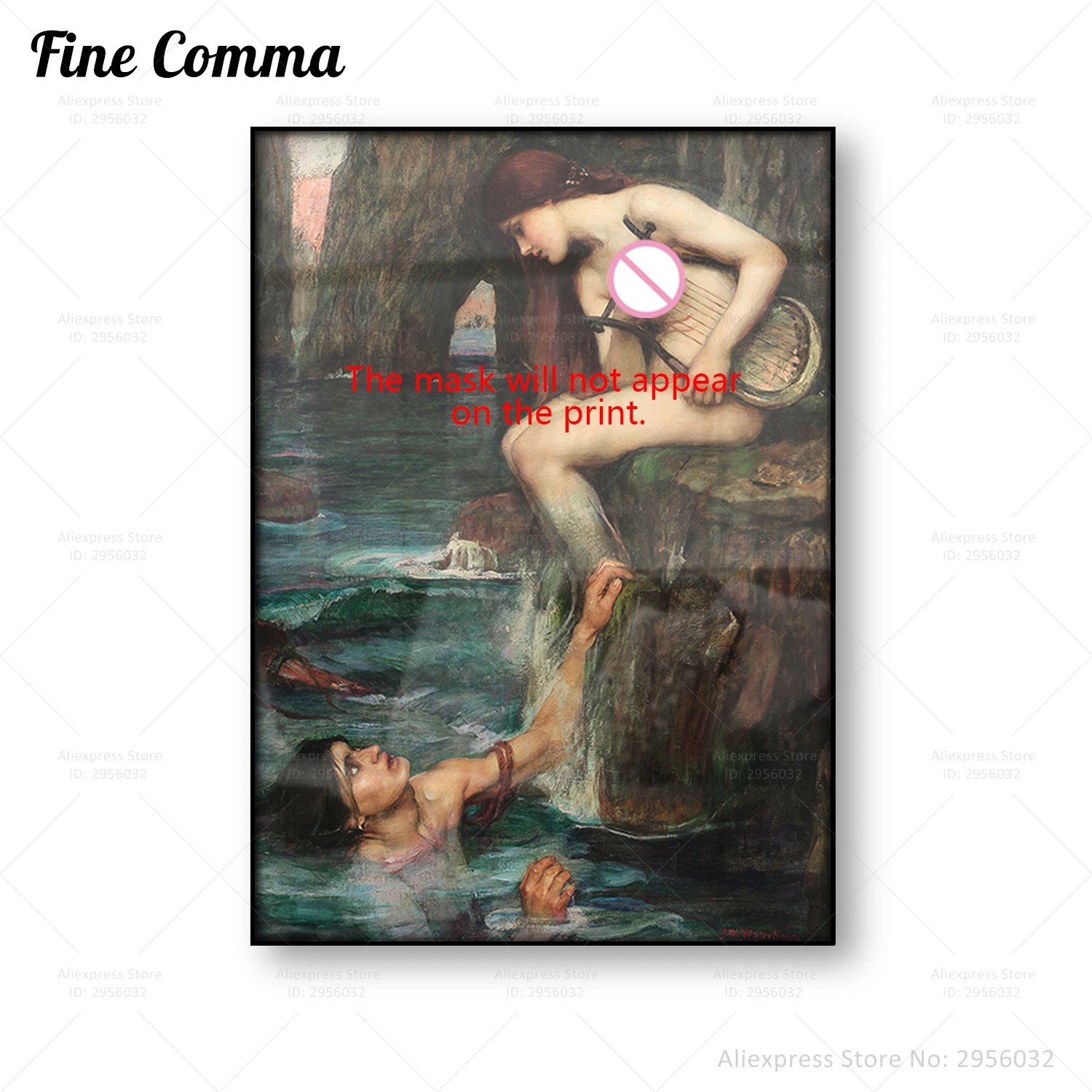 Винтажный постер с изображением сирены Джона Вильяма для рисования на холсте |