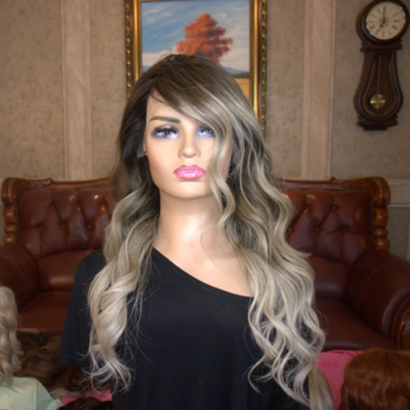 Ashy Blonde Highlighted Wig Human Hair Wigs with Dark Root 13x6 HD Lace Frontal Wig Virgin Hair Wavy Women Wigs Pre Plucked 150%