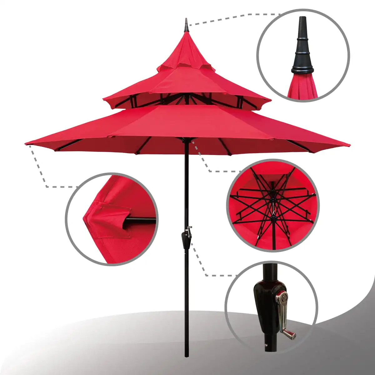 

Abble 9 футов рыночный Зонт-Красный