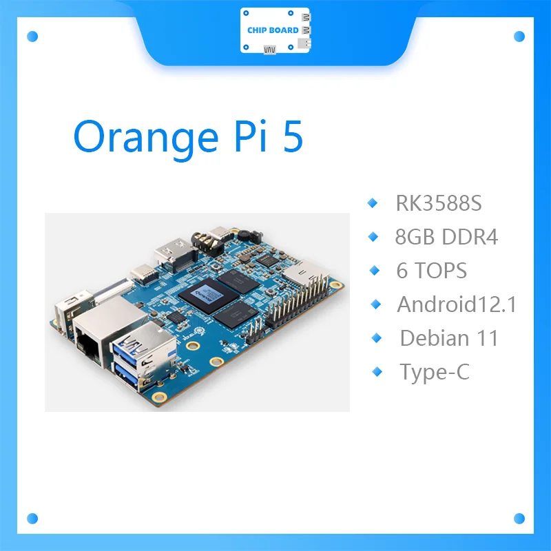 

Оранжевый Pi 5 8 Гб RK3588S, внешний Wi-Fi + BT,SSD гигабитный Ethernet однобортный компьютер, запуск ОС Android Debian
