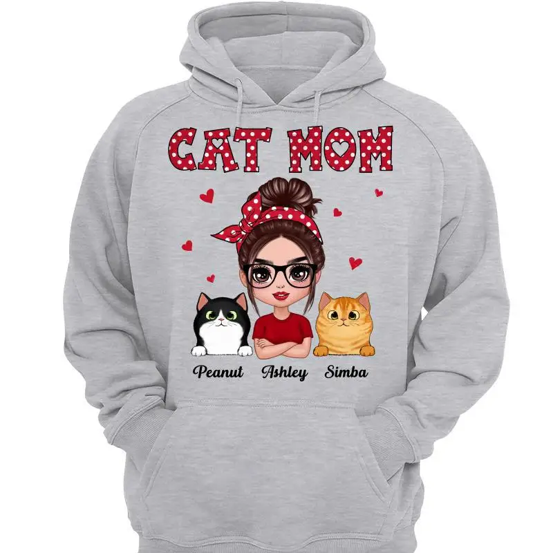 

Polka Dot Pattern Doll Cat Mom Personalized Shirt