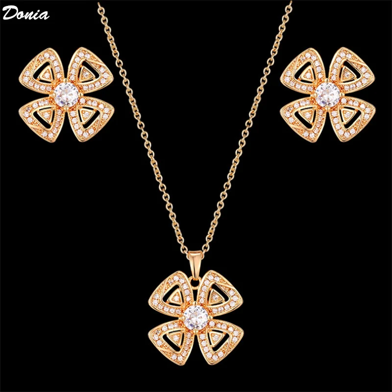 

Donia jewelry Fashion luxury Joker Necklace Flower Necklace Micro-inlaid AAA Zirconium Earrings Set Women's Jewelry