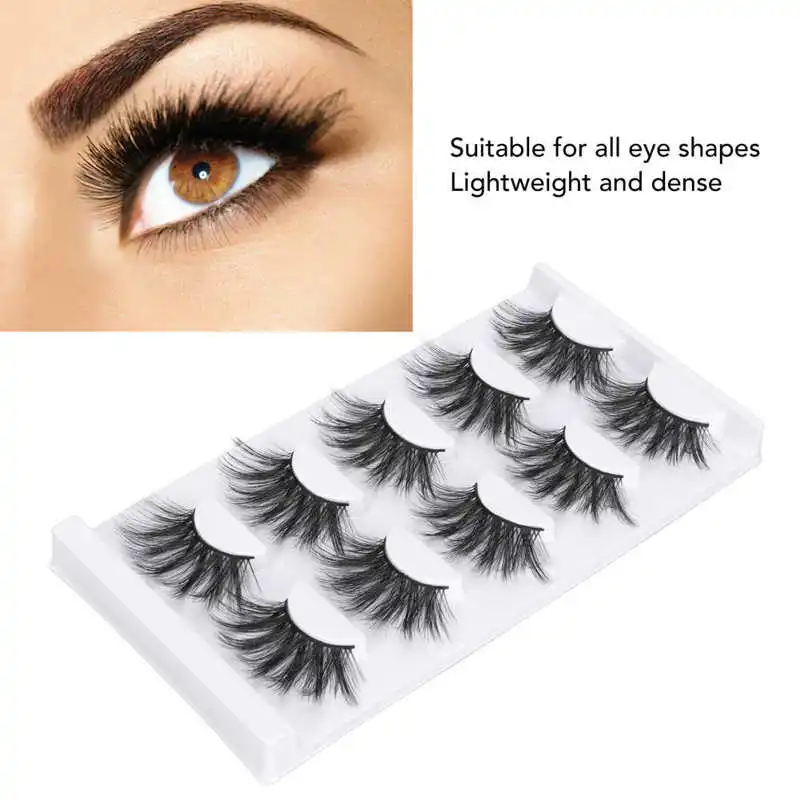 

Fake Eyelashes 5 Pairs Soft Natural Curling Look Multilayer 6D Fluffy Reusable Natural Lashes for Party Cosplay Supplies