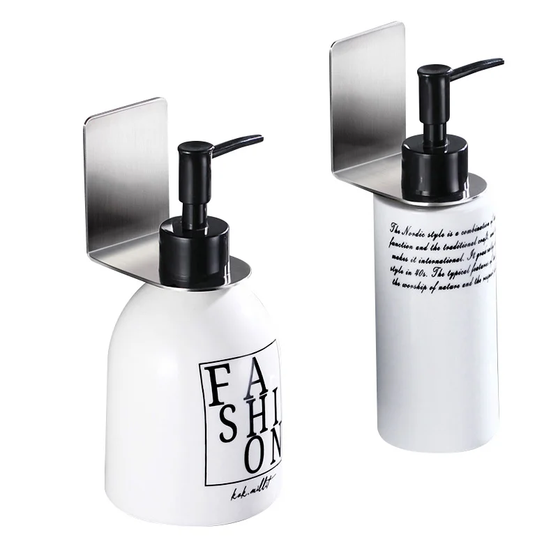 

1Pc Hand Soap Bottle Holder Bathroom Shampoo Wall Mounted Storage Rack No Punching Stainless Steel Hanger for Handwashing Fluid