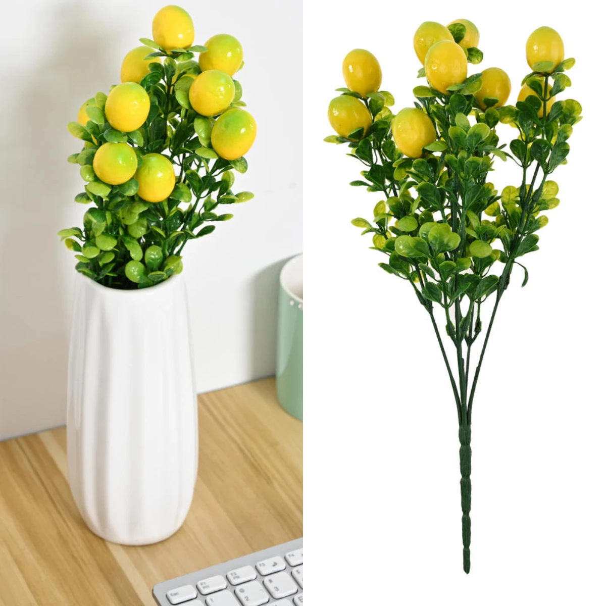 14 Inch Artificial Lemon Home Garden Fake Fruits Decoration Lifelike Plant Fake Tree Branches Table Ornament Photography Props