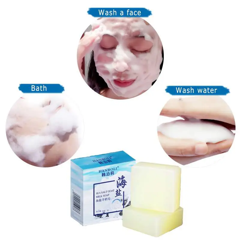 Sea Salt Soap Remover Pimple Pore Makeup Moisturize Face Wash Goat Milk Deep Cleansing Pores Blackheads Soft Skin | Красота и