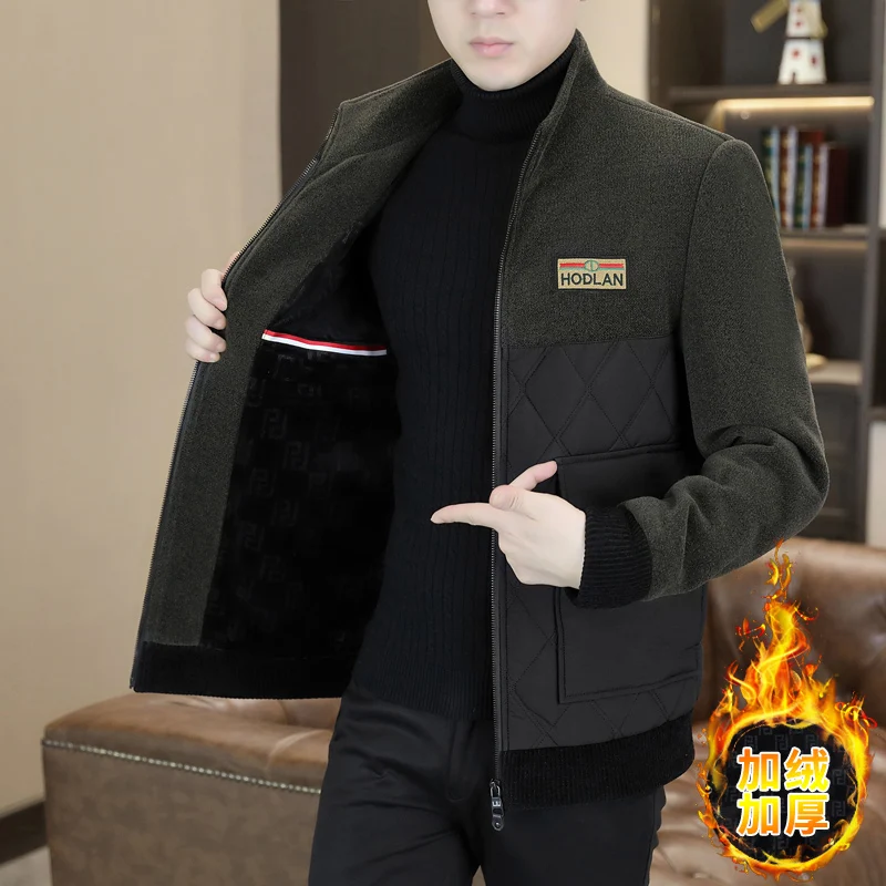 Легкая роскошная короткая шерстяная куртка с воротником-стойкой мужская зимняя