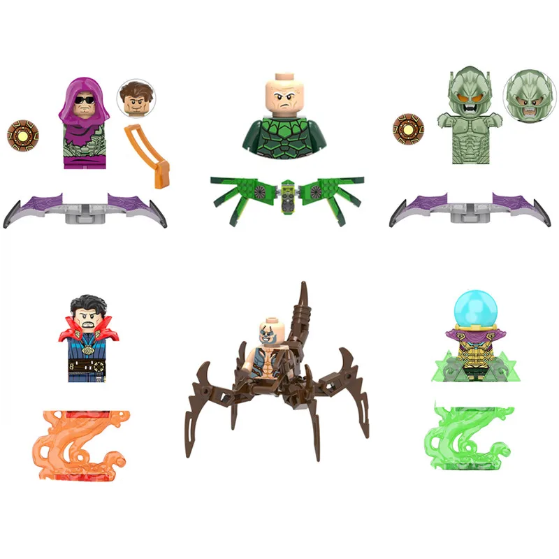 Конструктор супергерой DISNEY паук-Гвен доктор осьминог миль Моралес ящерица