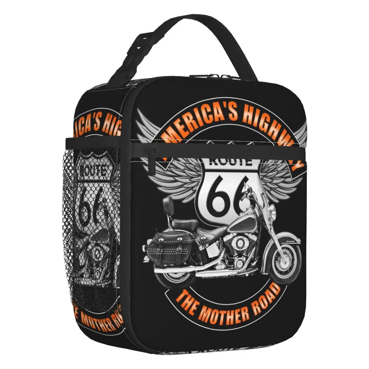 

Изолированные сумки для ланча для женщин American Highway, Переносной кулер для США и мотоцикла, термоконтейнер для еды, для работы, школы и путешествий