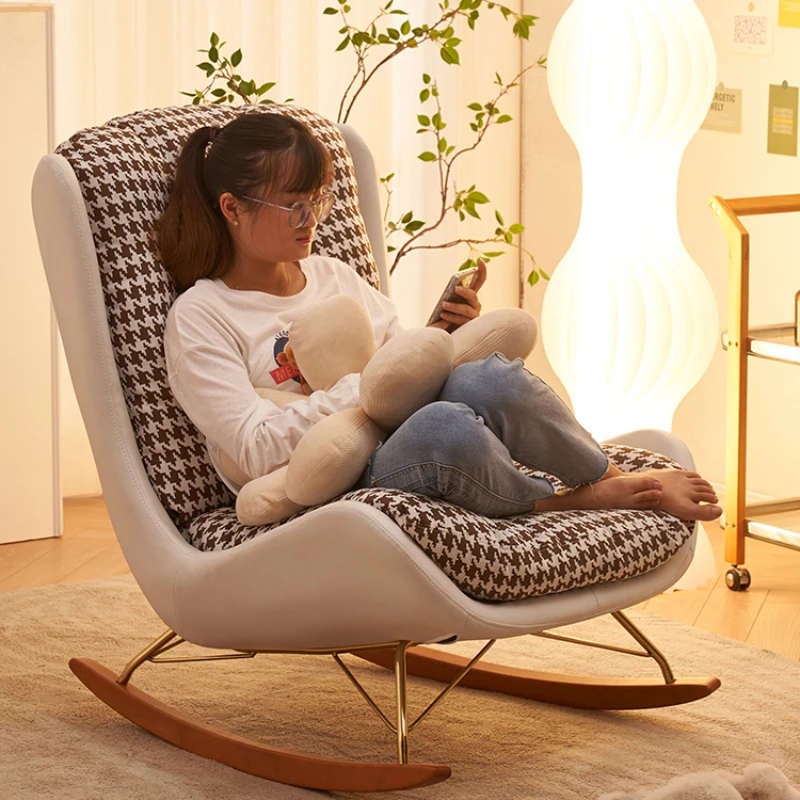 

Nordic Light Luxury Rocking Chair Small Apartment Home Balcony Recliner Sofa Casual Rocking Chair