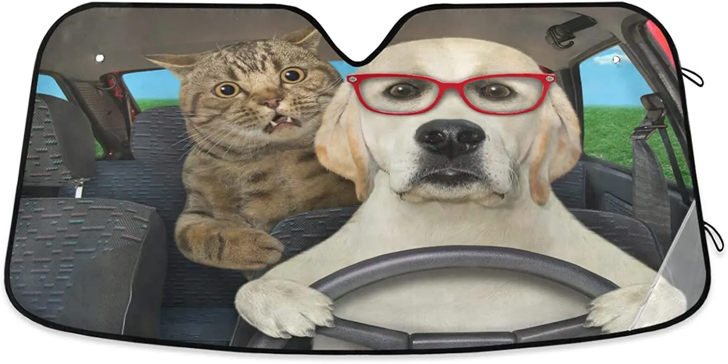 Car Windshield Sun Shade Dog Cat Driving Foldable Car Sun Visor Blocks UV Rays Heat Protection Auto Front Window Sunshade Vehicl Car Windshield Sun Shade Dog Cat Driving Foldable Car Sun Visor Blocks UV Rays Heat Protection Auto Front Window Sunshade Vehicl