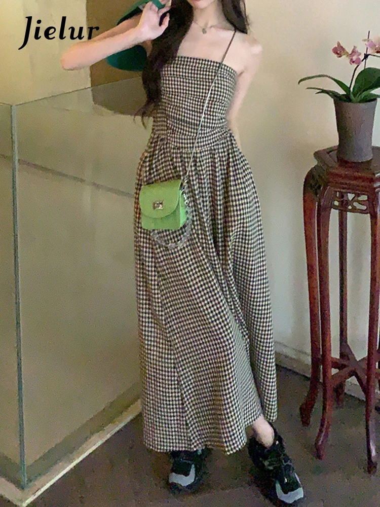 

Jielur Летнее Новое повседневное приталенное женское платье милое женское модное платье женское уличное платье-трапеция без рукавов