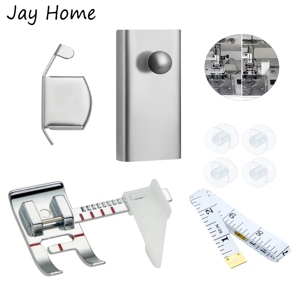 

8PCS Sewing Machine Tool Set Magnetic Seam Guide & Adjustable Sewing Machine Presser Foot & Bobbins forLow-Shank Sewing Machines