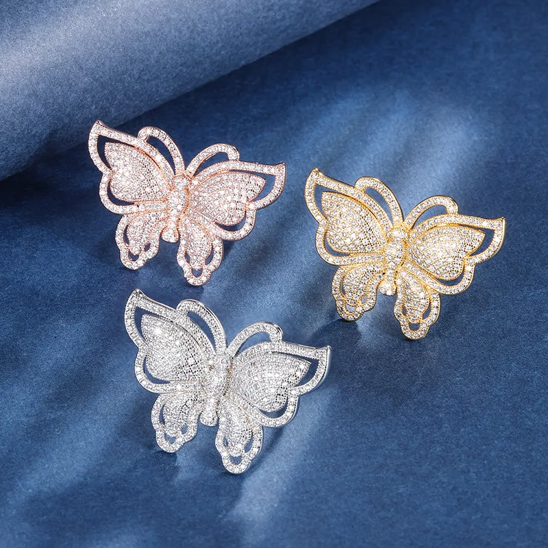 

Sparkling Big Butterfly AAA Cubic Zircon Rings Women New Luxury Wedding Cocktail Party Fine Jewelry Birthday Gift Dropshipping