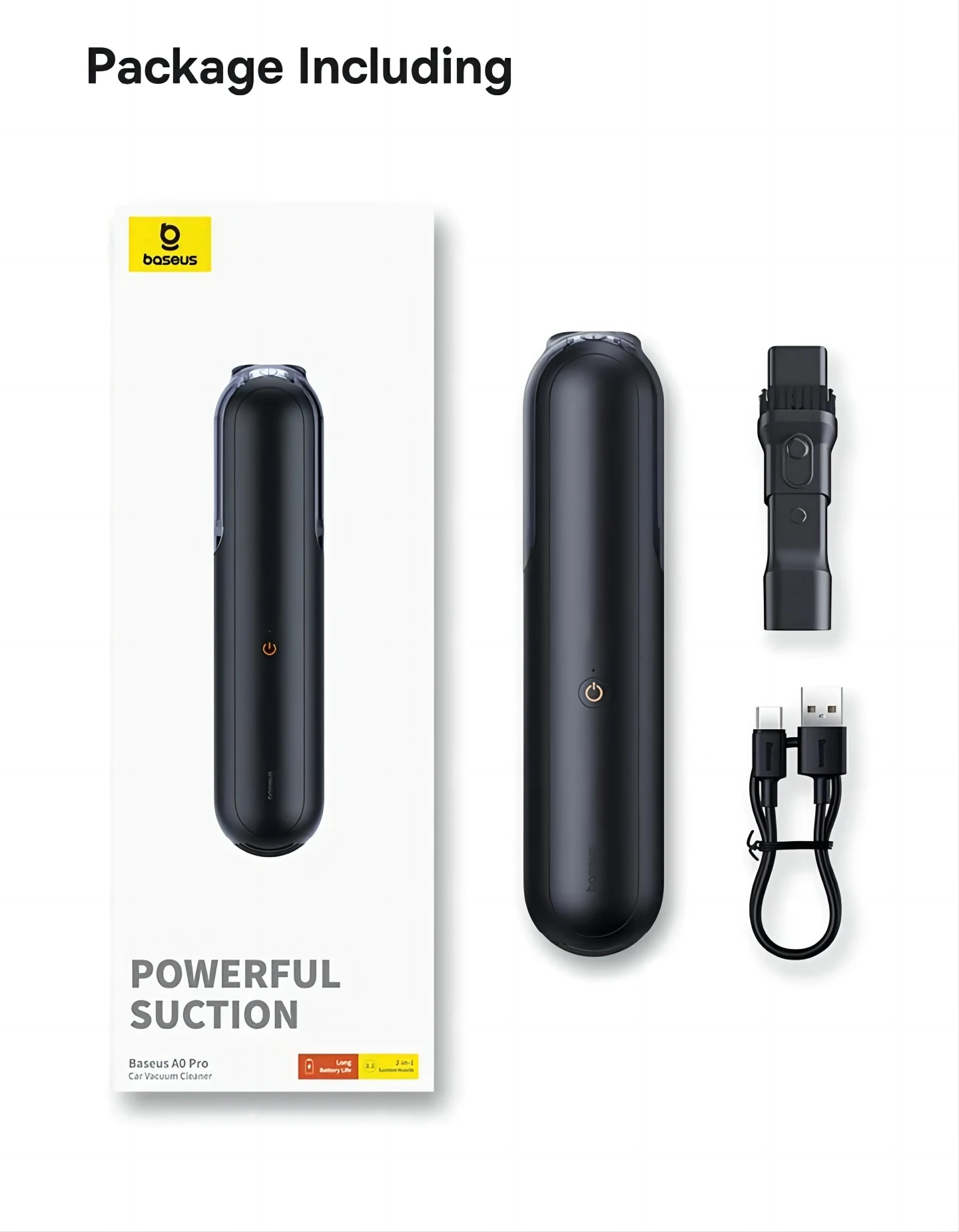 

Пылесос Baseus A0 Pro автомобильный портативный беспроводной, 4000 па, 2 в 1