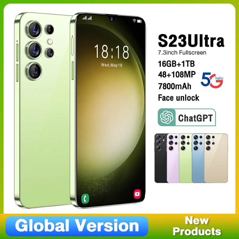 

Смартфон S23 Ultra, оригинальный, 7,3 дюйма, 16 ГБ + 1 ТБ, разблокированные мобильные телефоны, 6800 мАч, 4G/телефон, сотовый телефон Android, 48 + 72 МП