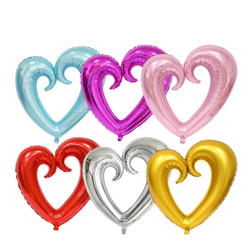 

40 дюймовый гигантский крючок в форме сердца из фольги с полыми сердечками, баллон гелия, украшение на День святого Валентина, День рождения, ...