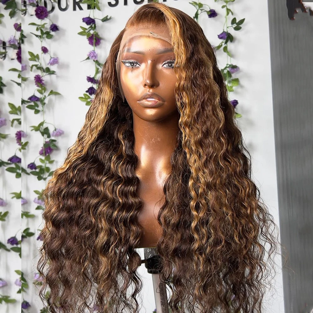 

40" Highlight Blonde Loose Deep Curly 13x6 Colored Lace Front Human Hair Wigs Transparent 13X4 Loose Deep Wave Lace Frontal Wigs