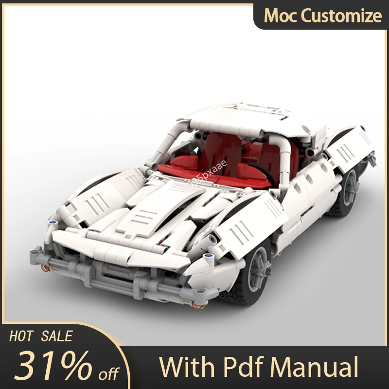 Moc Technical 1963 Corvettes C2 белый спортивный автомобиль модель строительных блоков
