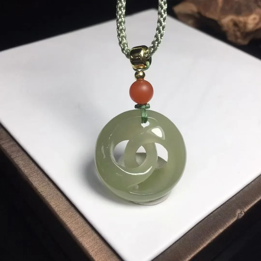 Натуральный 100% настоящий голубой гетянь нефритовый кулон ожерелье ручной работы