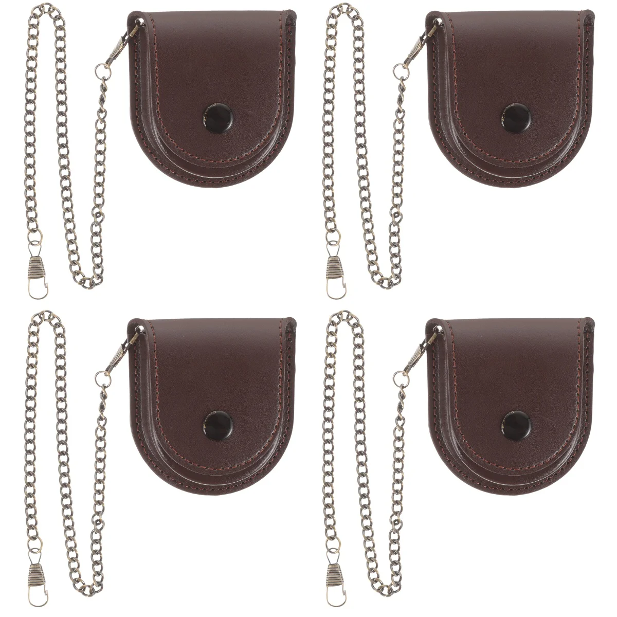 4 Pack Pocket Watch Case Pu Holder Organizer Portable Bag Chain Design Container Waist Storage Box Pouch Outdoor