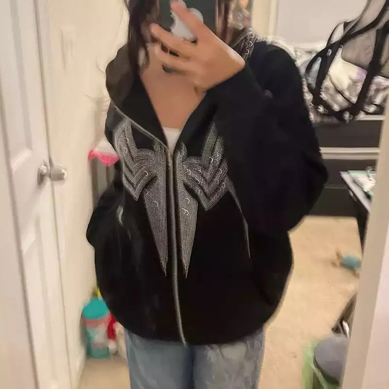 Женская винтажная толстовка с капюшоном на молнии