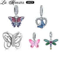 la menars fashion butterfly series pendant charms sterling silver charm for bracelet phone keychain jewelry
