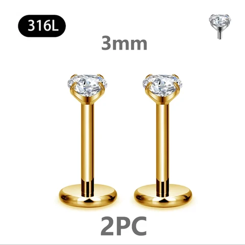 Серьги-гвоздики для пирсинга UHERA из хирургической стали