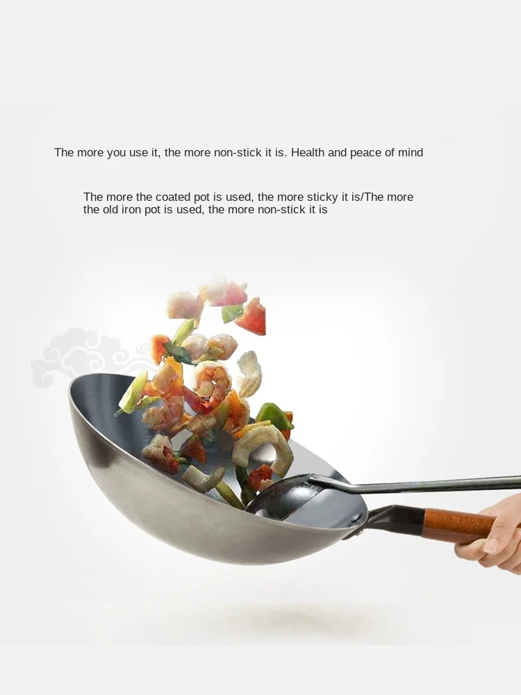 

New Arrival Handmade Old Frying Pan Uncoated Non-stick Household Frying Pot Special Pan Stove Gas