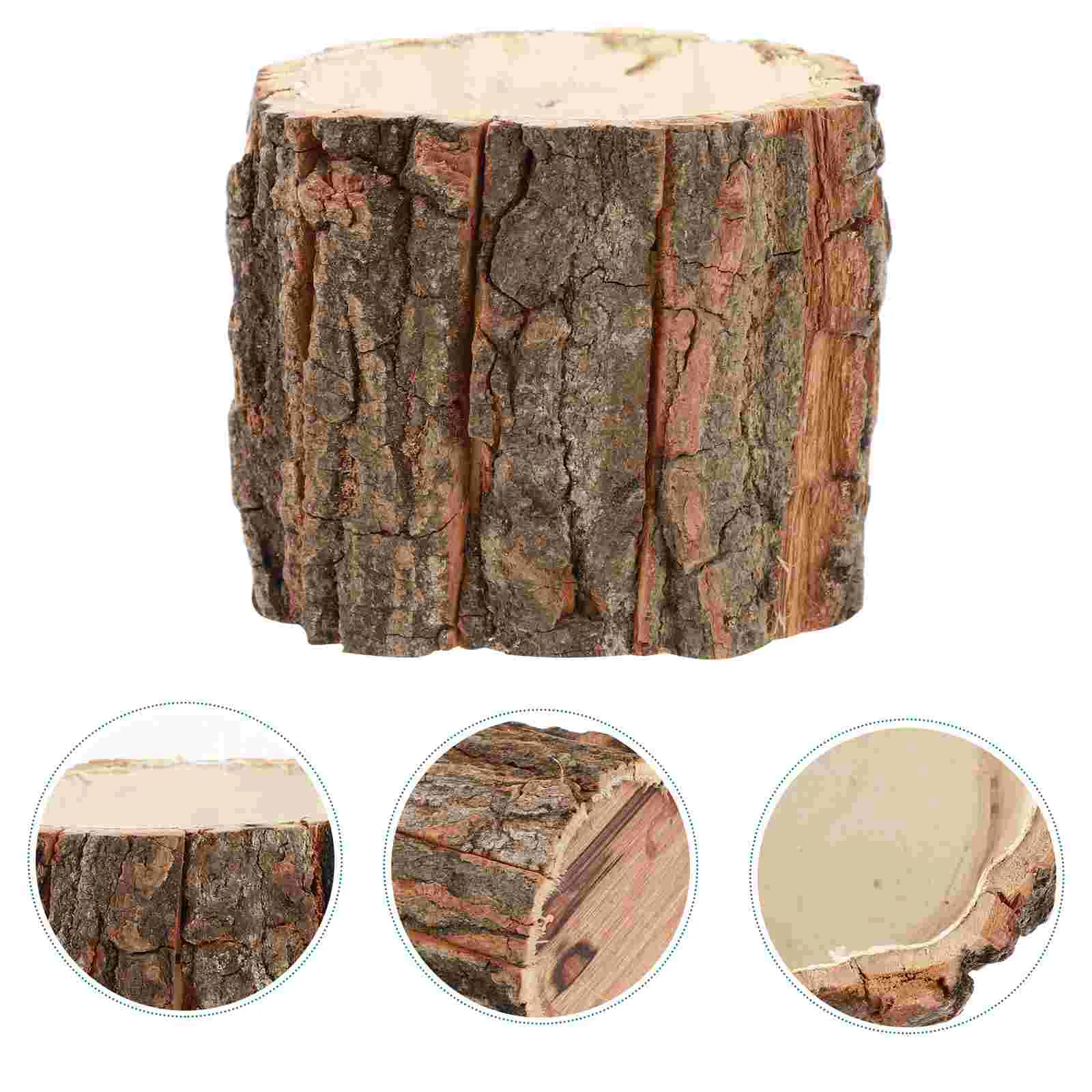 

Flower Planter Pot Wooden Succulent Wood Bucket Vase Rustic Log Stumpbark Plantcontainer Pots Tree Farmhouse Holder Planters