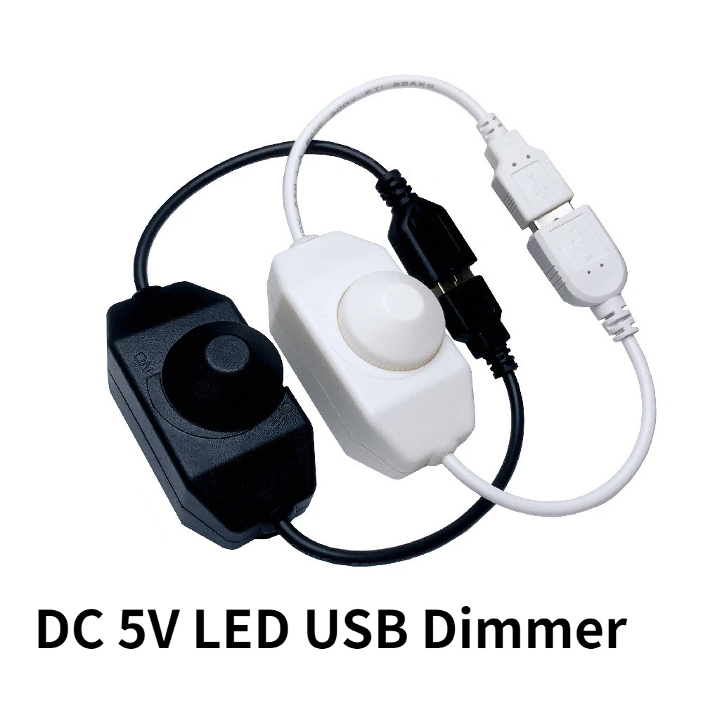 

USB LED Knob Dimmer DC 5V Ribbon Brightness Adjust Switch Controller Connector For 5050 3528 2835 5 Volt Strip Lights