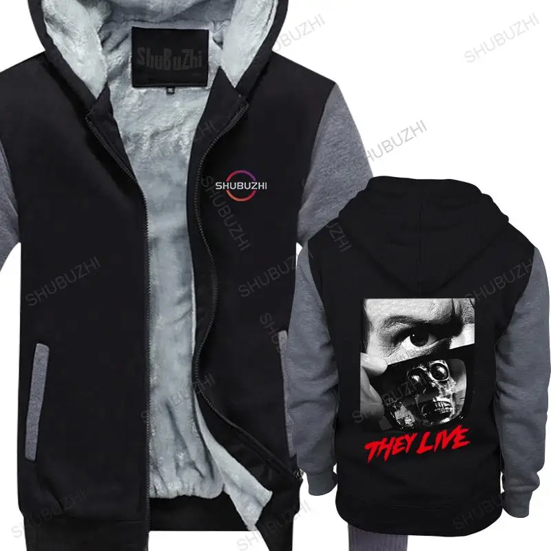 

men's jacket winter coat Design They Live John Carpenter Rowdy Roddy Piper Hand made cotton silk screened autumn fleece hoody