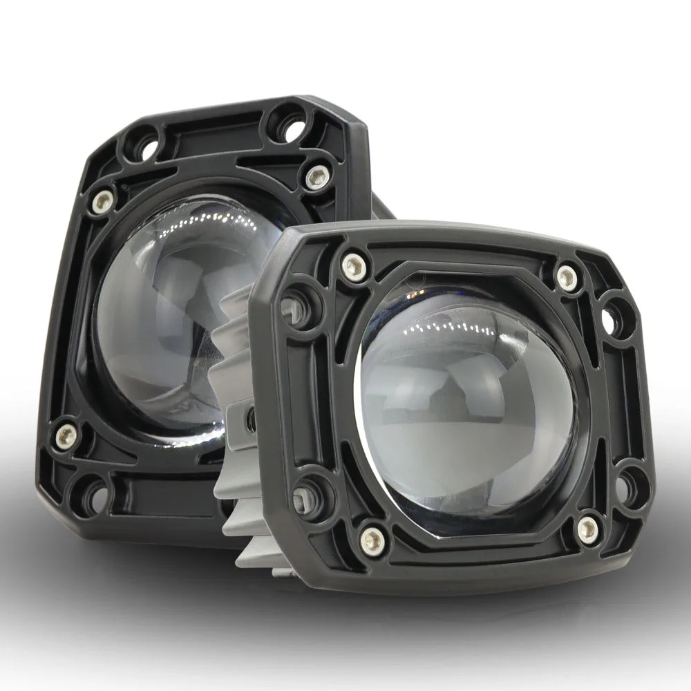 

3-дюймовый квадратный встроенный прожектор для мотоцикла, двухцветная матрица объектива, сильный светодиодный светильник для электромобиля, водонепроницаемый