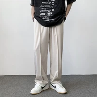 summer thin casual pants men fashion 3 color ice silk pants men korean loose straight suit pants mens plus size trousers m 5xl