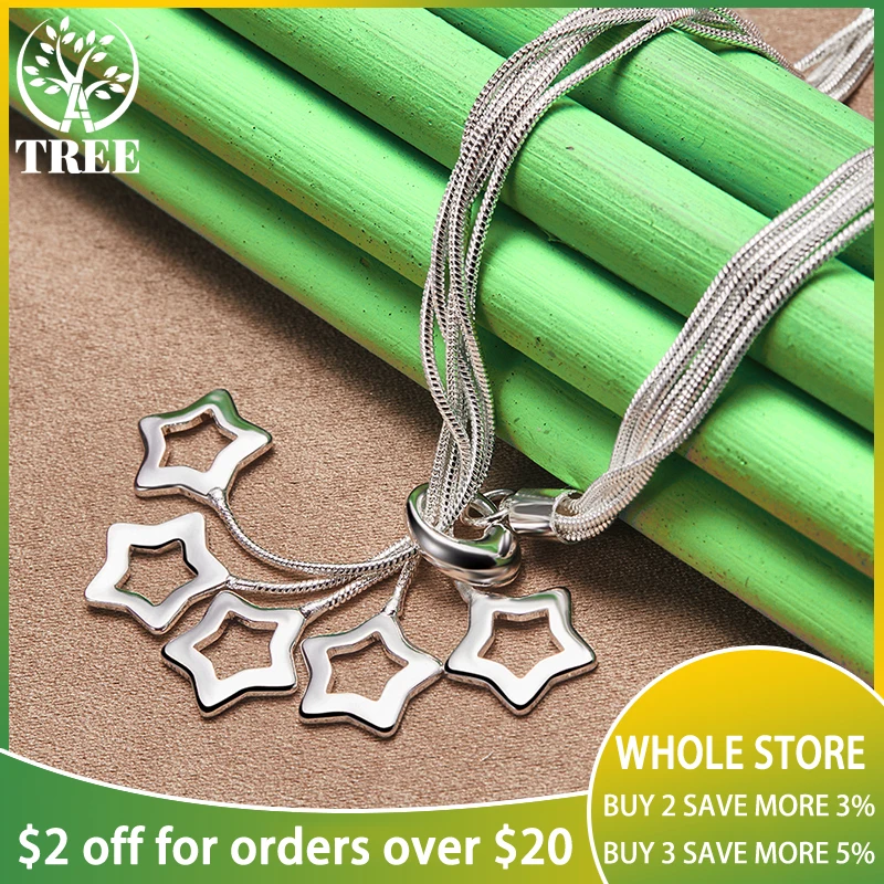 

Ожерелье женское из серебра 925 пробы с полыми звездами, 18 дюймов