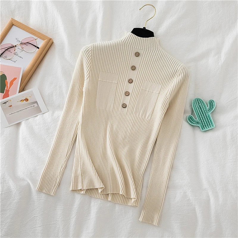 

Женский трикотажный свитер-водолазка, повседневный пуловер с длинным рукавом, Осень-зима 2022, 17 цветов