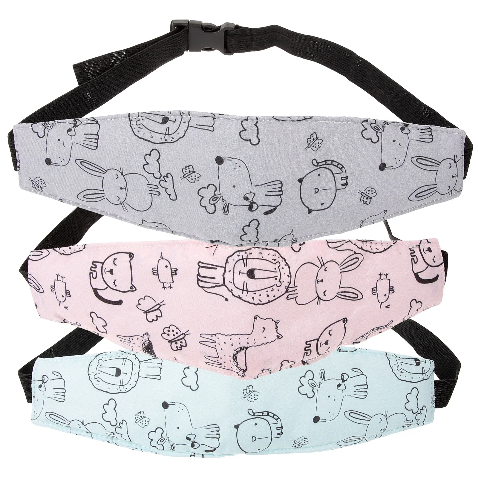 

3 Pcs Head Strap Car Seat Toddler Eye Mask Auxiliary Belt Infant Trolley Band Pure Cotton Baby Kids Accessories