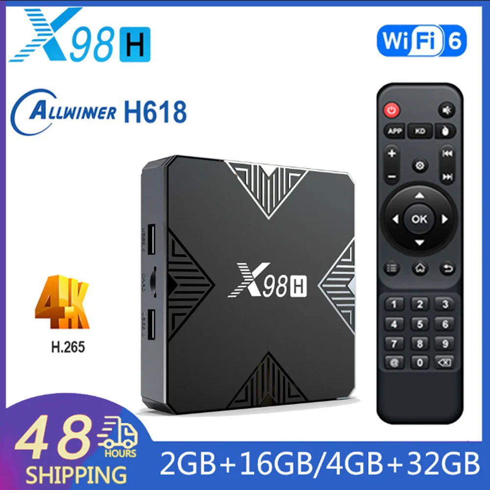 

Новейший X98H Allwinner H618 Mail-G31 MP2 Smart TV Box Android 12 4K H.265 WiFi6 BT5. X HDR10 + игровой медиаплеер Youtube