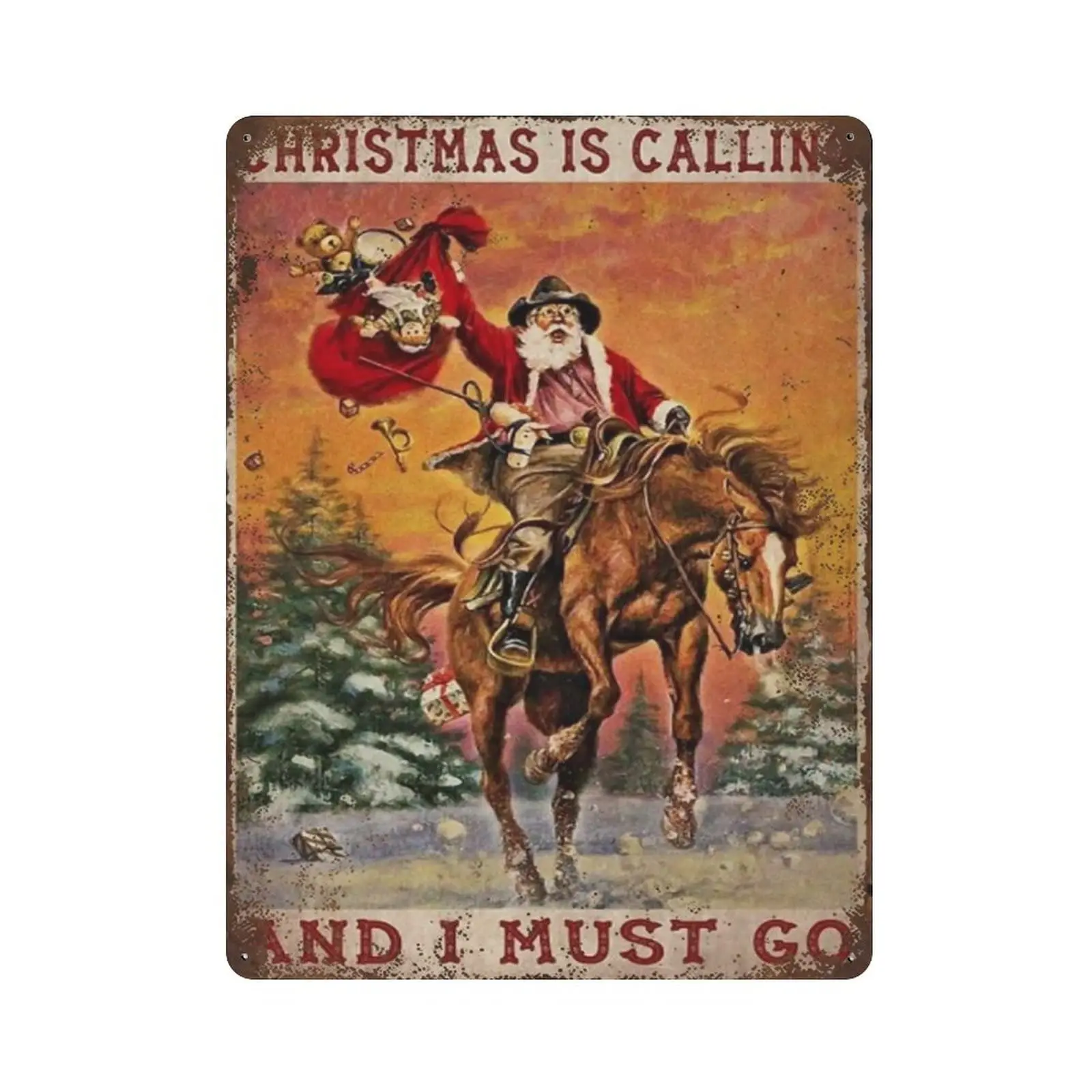 

Shabby Durable Thick Metal Sign,Santa Claus Christmas is Valling and I Must Go Tin Sign, Xmas Gift for Friends, Christmas Home D